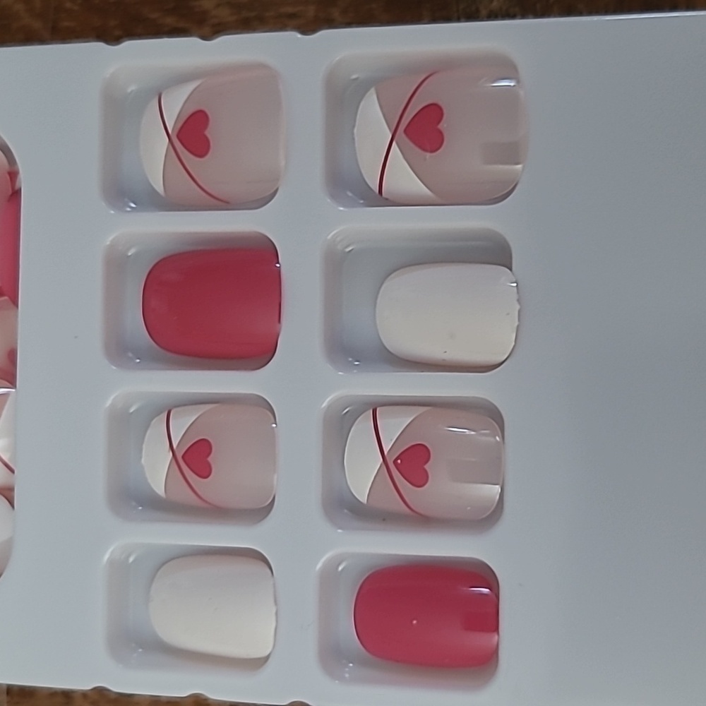 2/$16 Pink Hearts French Manicure Press On Nails
